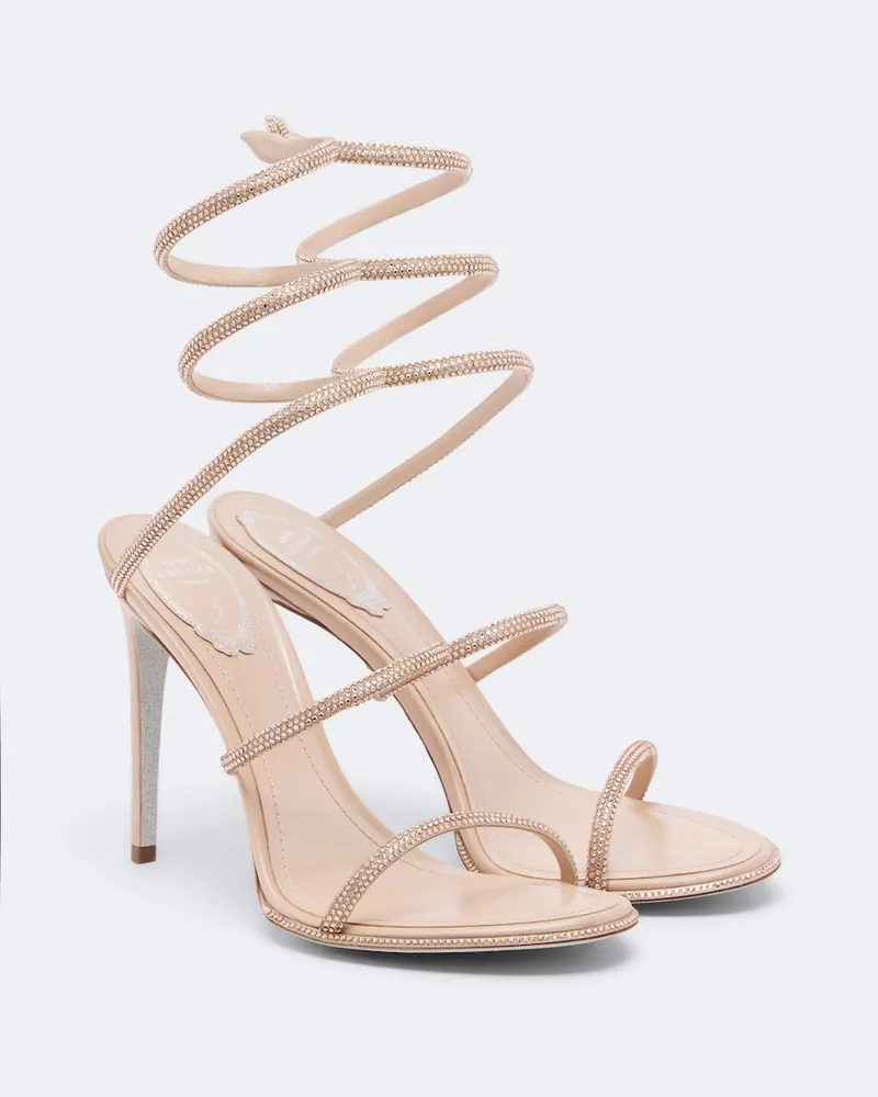 René Caovilla Verzierte Sandalen Cleo aus Satin Rosa