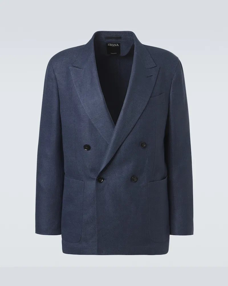 Ermenegildo Zegna Blazer aus Leinen, Wolle und Seide Blau