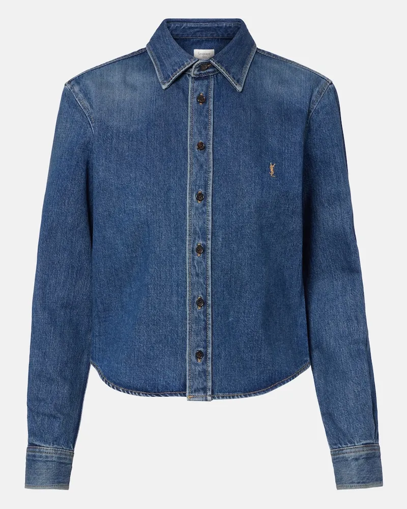 Saint Laurent Jeanshemd Cassandre Blau