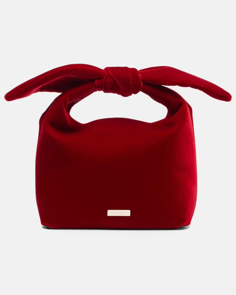 Aquazzura Tote Bag Bow Tie Small aus Samt Rot