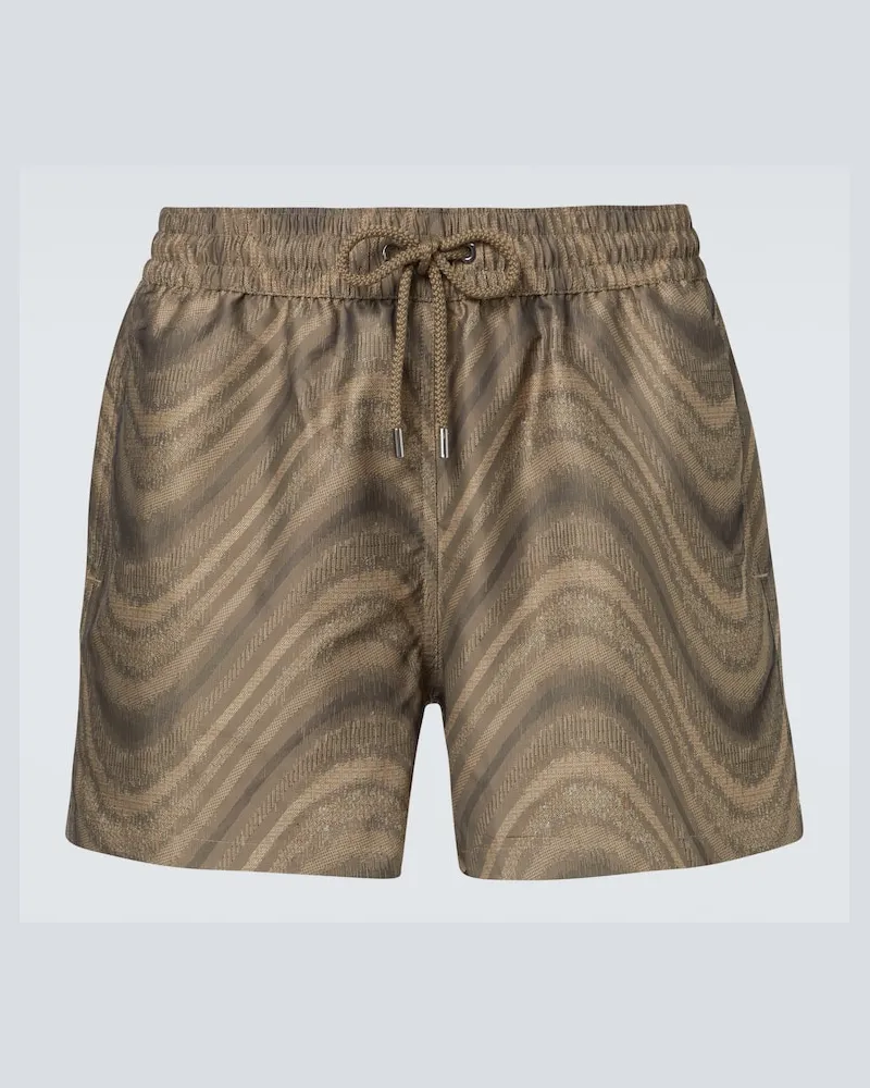 Frescobol Carioca Bedruckte Badeshorts Beige