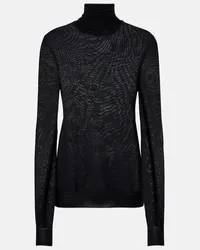 Saint Laurent Rollkragenpullover aus Wolle Schwarz