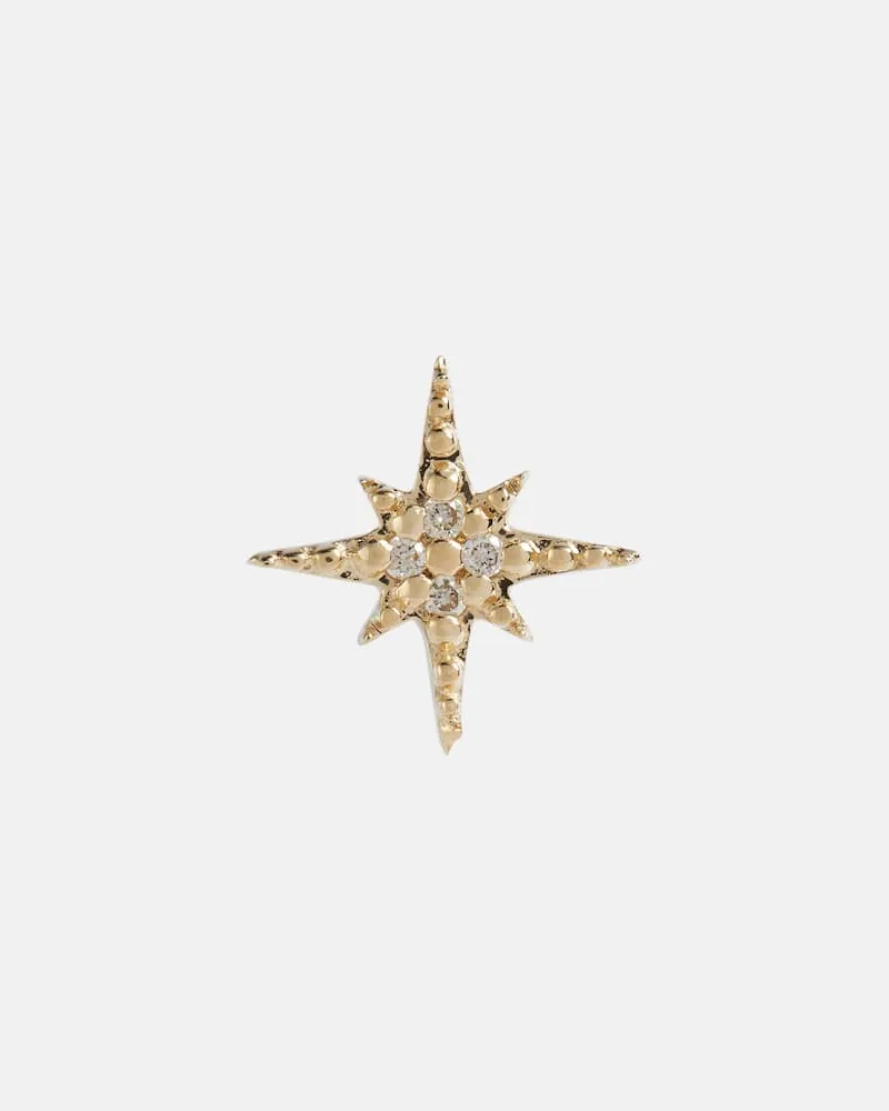 Sydney Evan Einzelner Ohrring Starburst aus 14kt Gelbgold mit Diamanten Gold