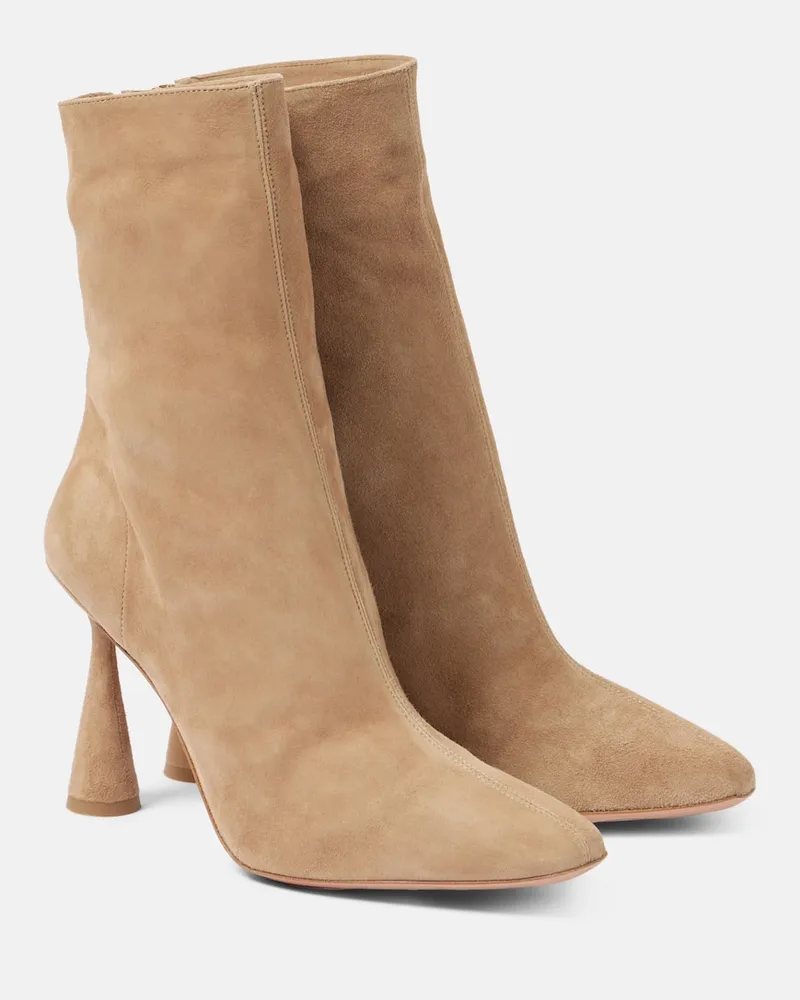 Aquazzura Ankle Boots Amore 95 aus Veloursleder Braun