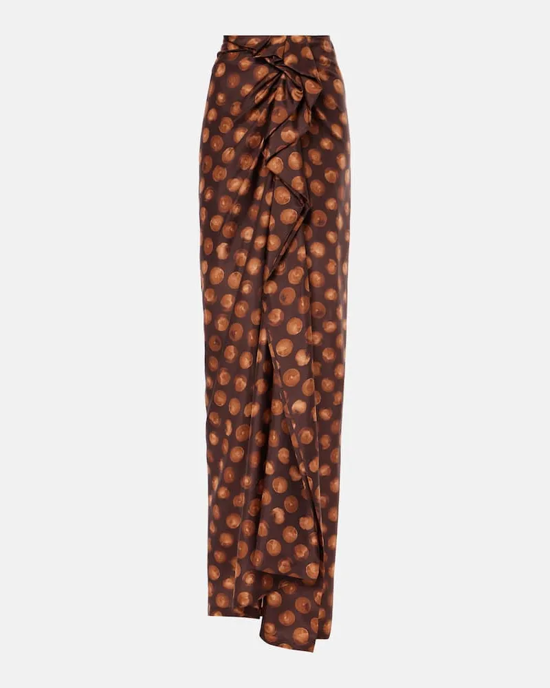 Dries van Noten Maxirock aus Seide Braun
