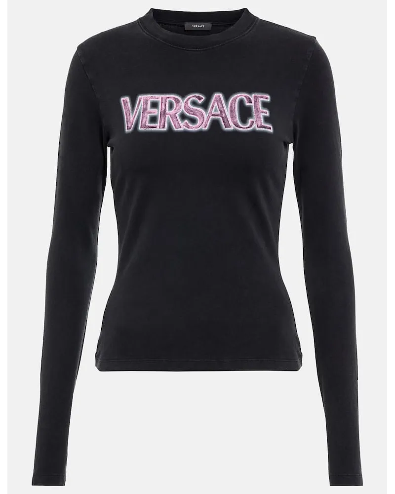 Versace Longsleeve Goddess aus einem Baumwollgemisch Multicolor