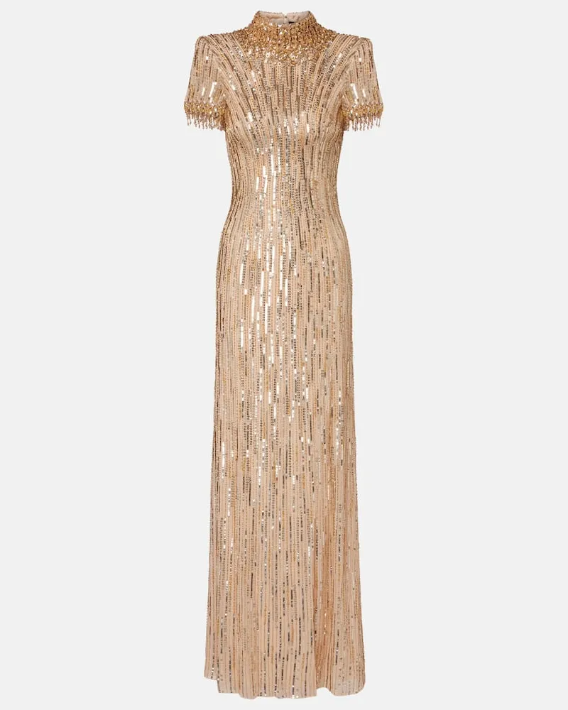 Jenny Packham Verzierte Robe Madelaine Gold