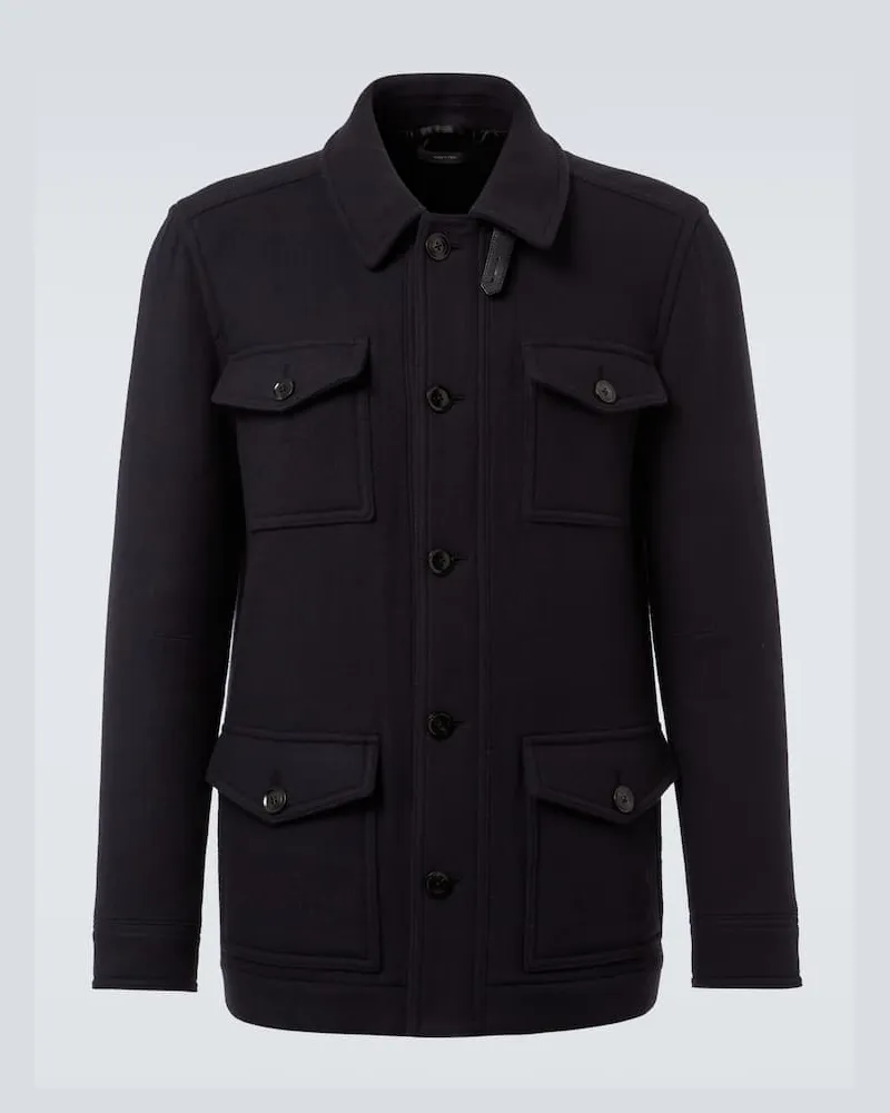 Tom Ford Mantel aus Schurwolle Blau