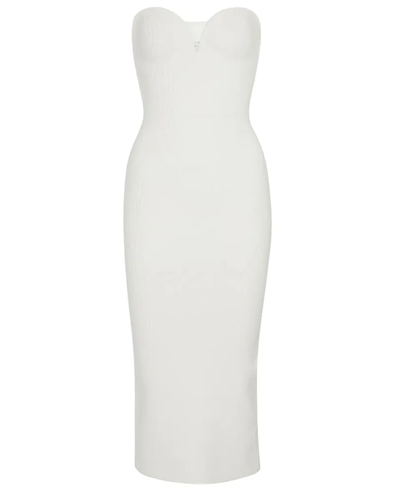 GALVAN Off-Shoulder-Midikleid Thalia Weiß