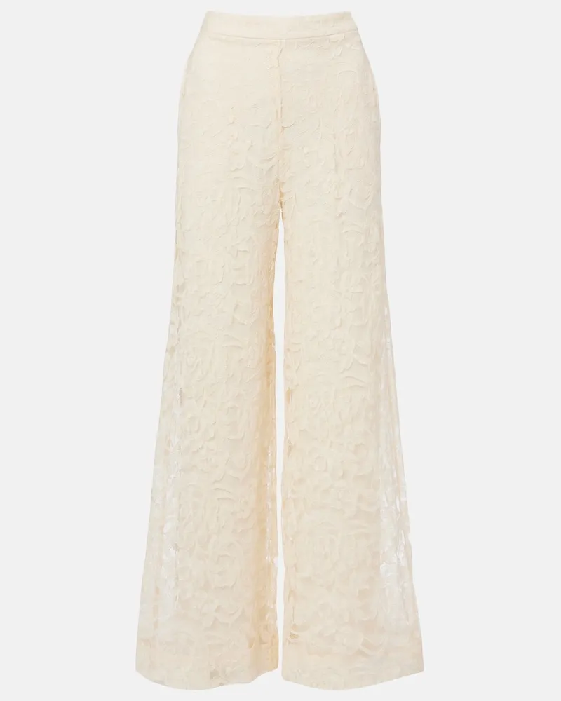 Zimmermann Weite High-Rise-Hose Carousel aus Spitze Weiß