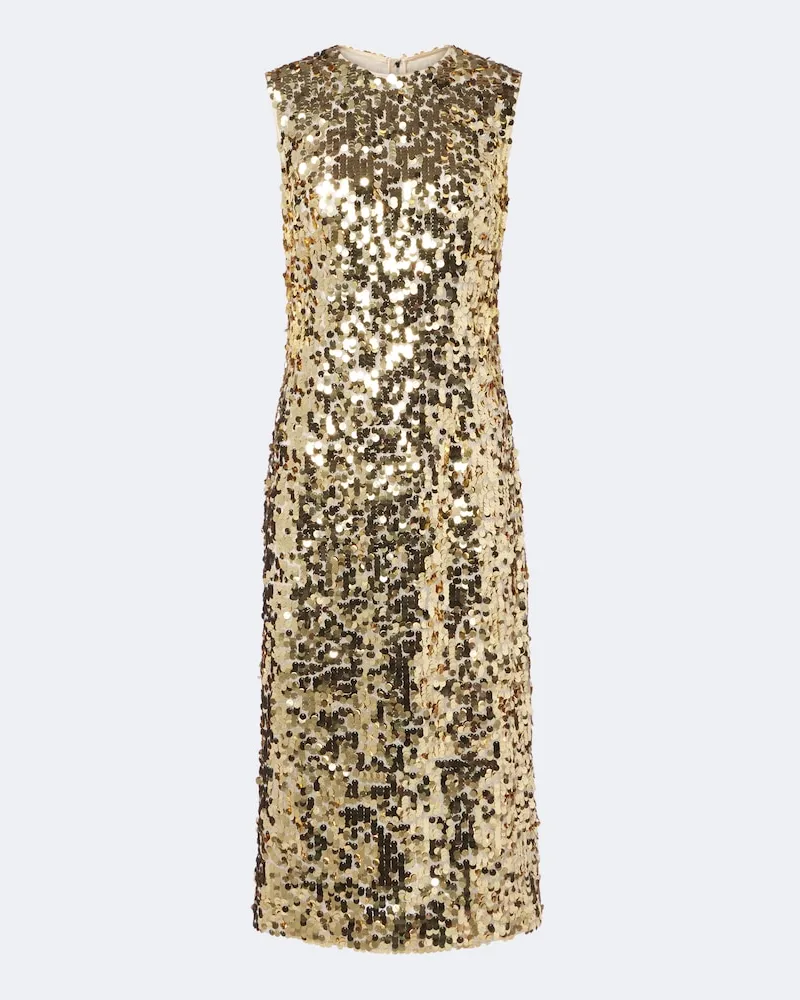 Dolce & Gabbana Midikleid mit Pailletten Gold