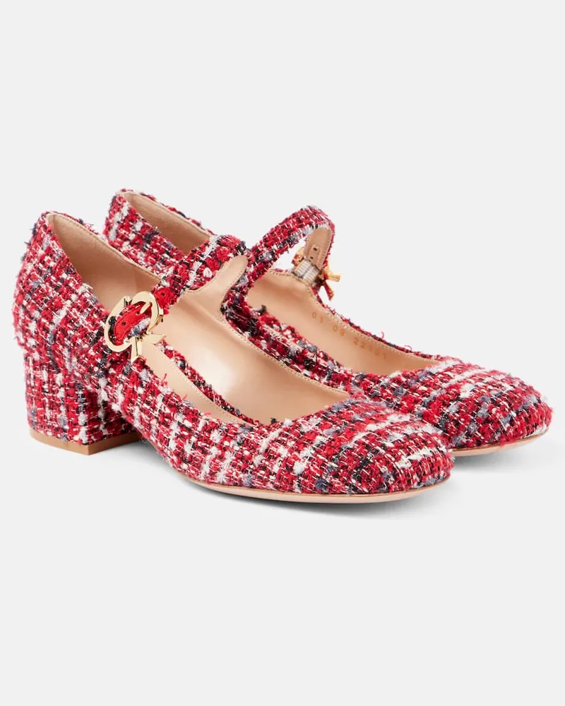 Gianvito Rossi Mary-Jane-Pumps Mary Ribbon aus Bouclé Rot