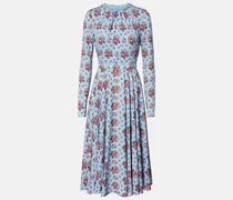 Bedrucktes Midikleid aus einem Seidengemisch