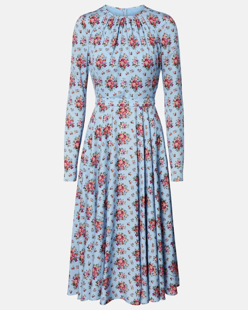 Dolce & Gabbana Bedrucktes Midikleid aus einem Seidengemisch Multicolor