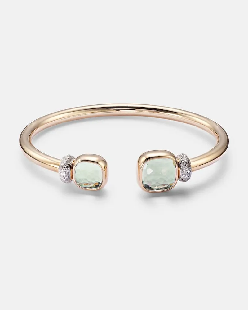 Pomellato Armreif Nudo aus 18kt Roségold mit Diamanten und Prasiolith Gold