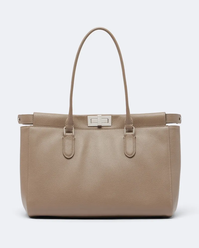 Fendi Schultertasche Peekaboo® Small aus Leder Beige