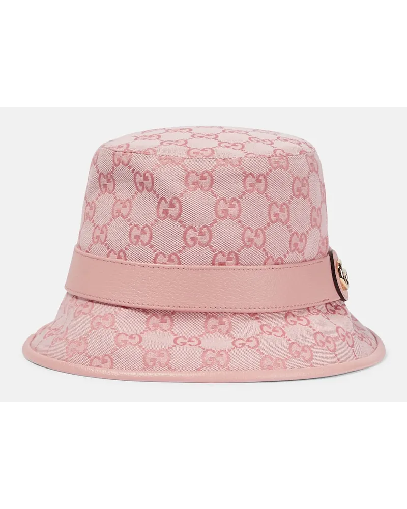 Gucci Hut GG Supreme aus Canvas Pink