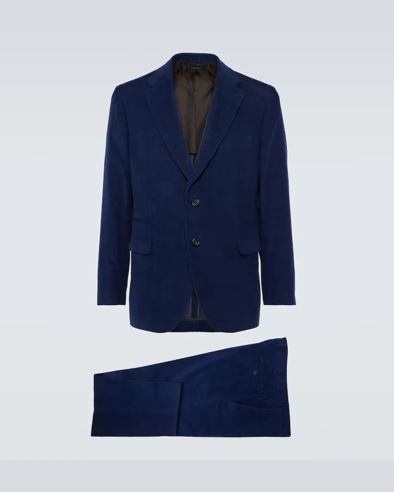 Brioni Anzug aus Cord Blau