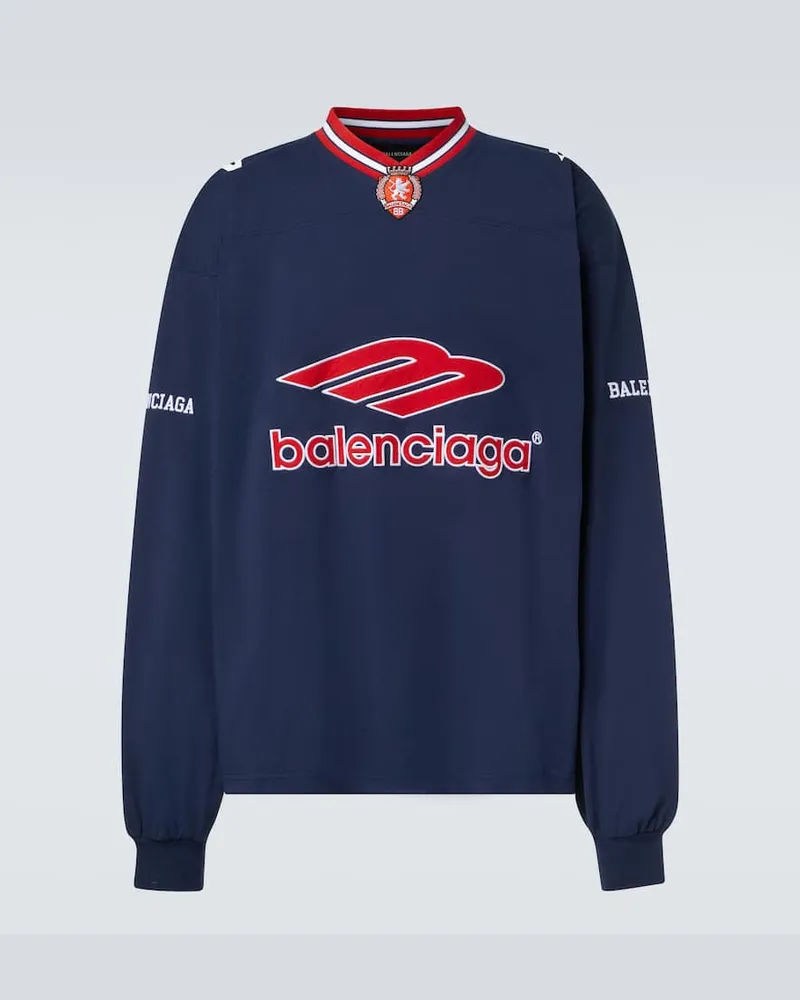 Balenciaga Longsleeve 3B Sports Icon aus Baumwoll-Jersey Blau
