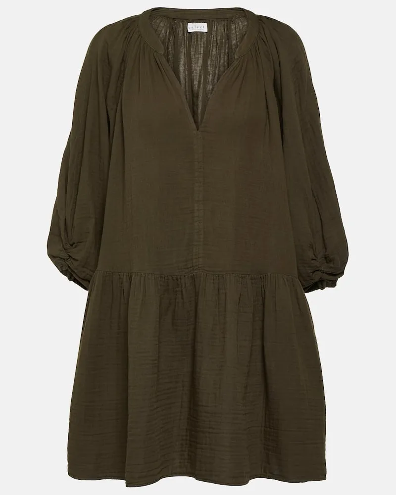 Velvet Minikleid Nica aus Baumwoll-Gaze Grün