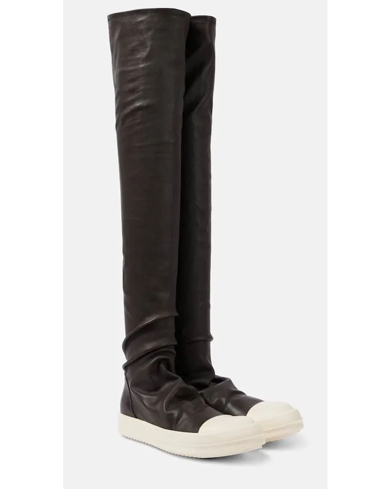 Rick Owens Stiefel Stocking aus Leder Grau