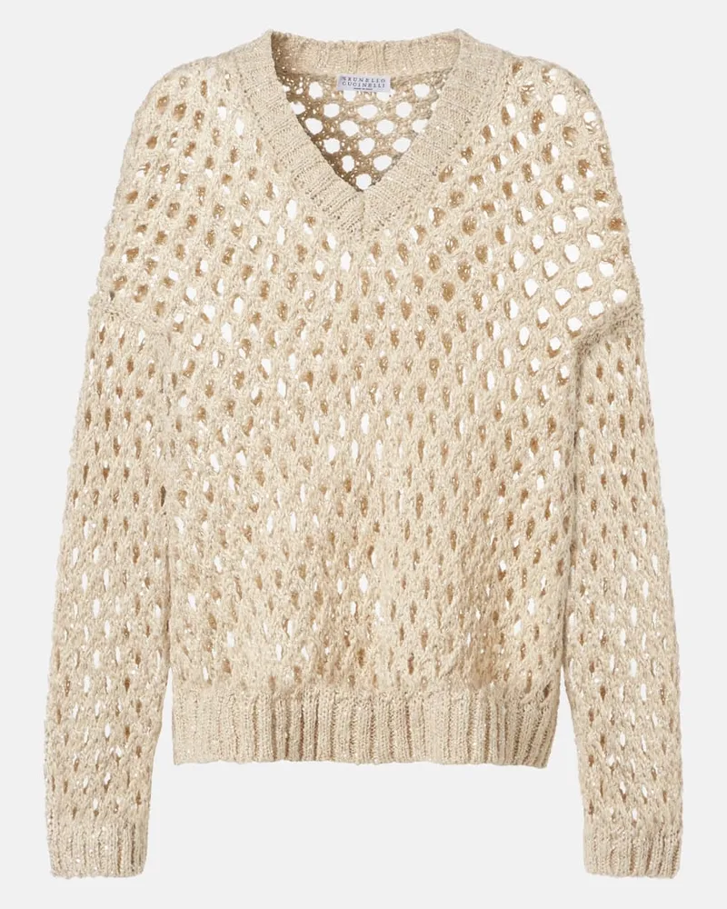 Brunello Cucinelli Pullover mit Pailletten Beige