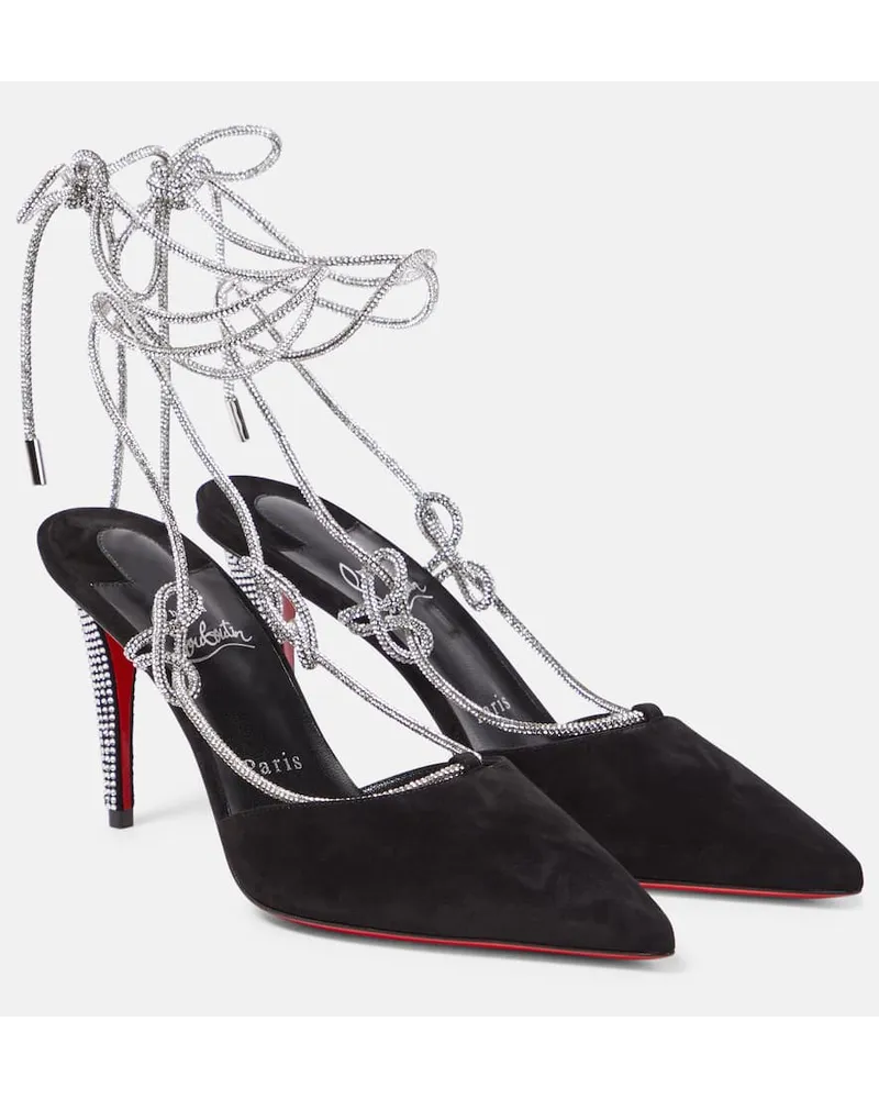 Christian Louboutin Pumps Astrid Lace Strassita 85 aus Veloursleder Schwarz