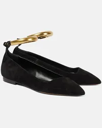 Isabel Marant Verzierte Ballerinas Leanor aus Veloursleder Schwarz