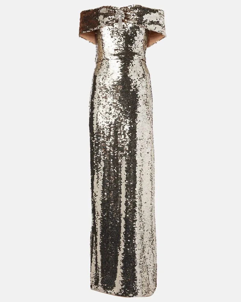 Self-Portrait Maxikleid mit Pailletten Gold
