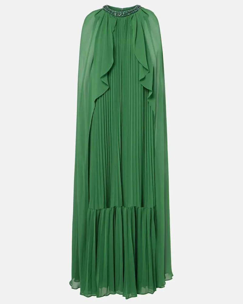 Self-Portrait Verzierte Robe aus Chiffon Grün