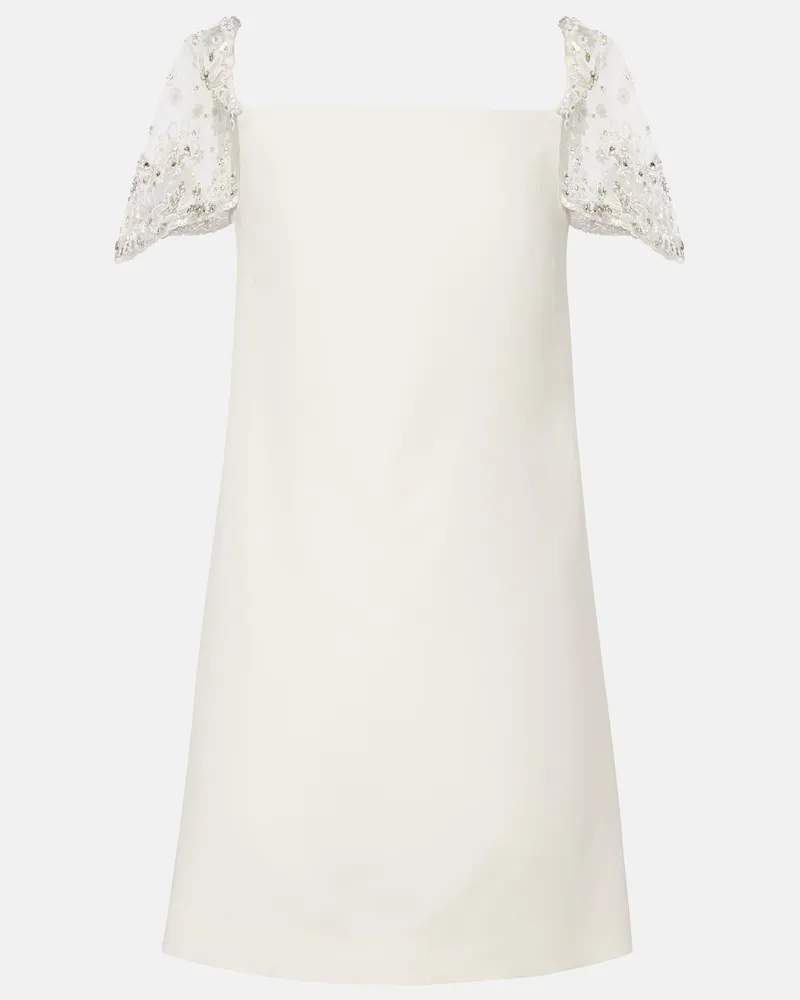 Valentino Garavani Verziertes Minikleid aus Crepe Couture Weiß