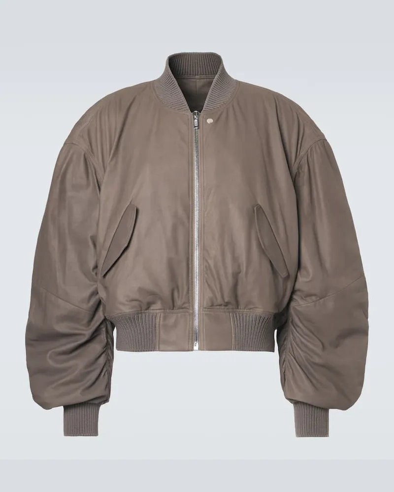 Rick Owens Bomberjacke Secchia Flight aus Leder Grau