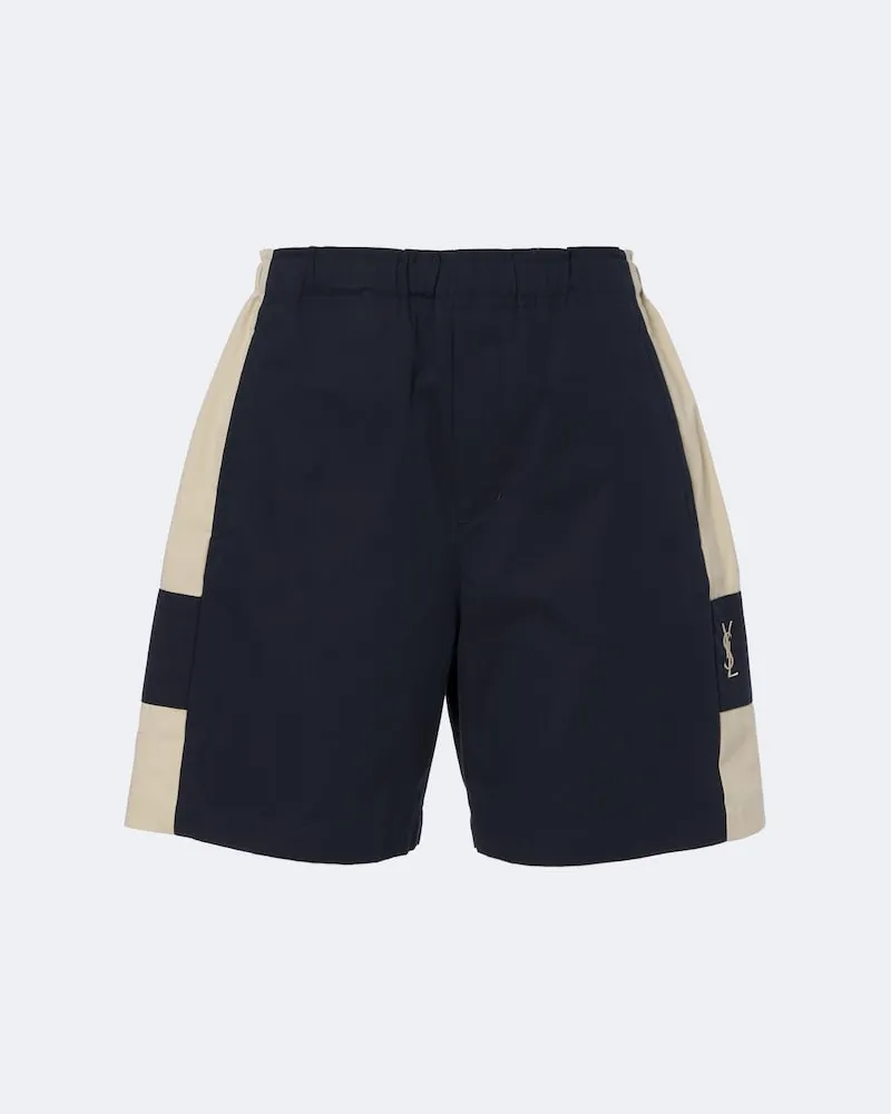 Saint Laurent Shorts Cassandre aus Baumwolle Blau