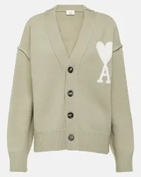 AMI Paris Cardigan Ami de Cour aus Wolle Weiss