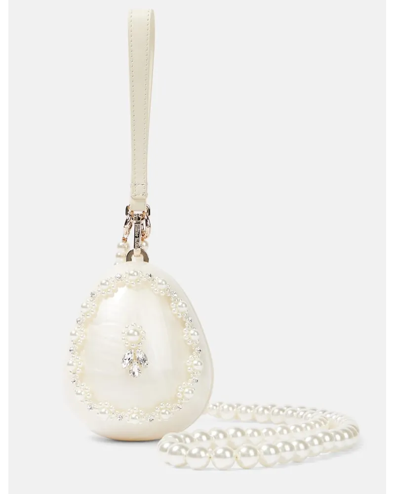 Simone Rocha Verzierte Clutch Faberge Egg Mini Weiss