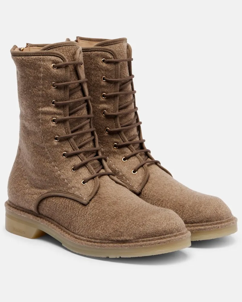 Max Mara Schnürstiefel Baker aus Kaschmir Braun