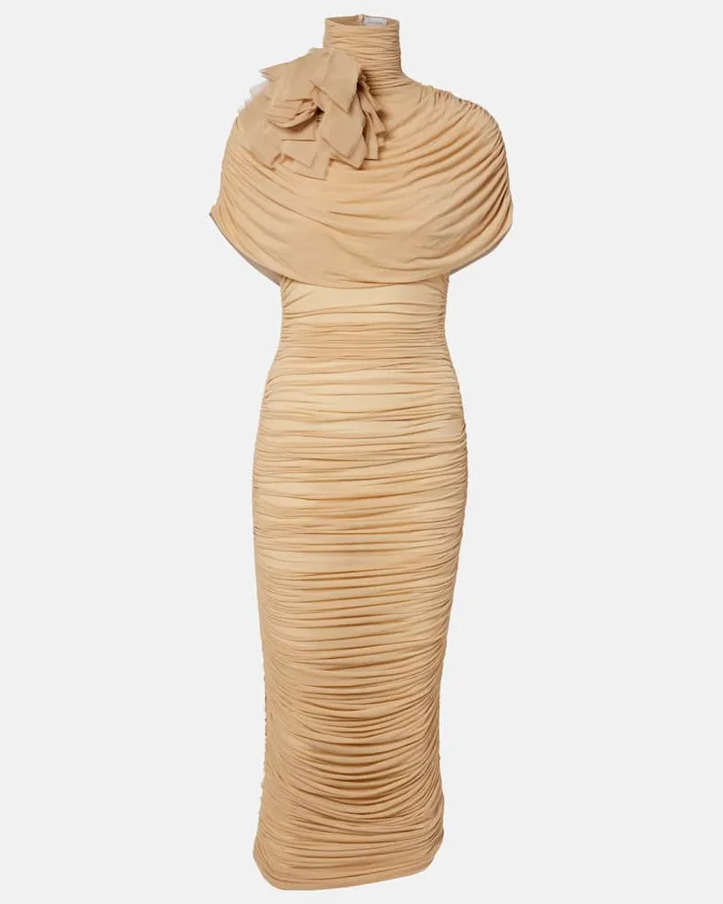 Magda Butrym Midikleid aus Jersey Beige