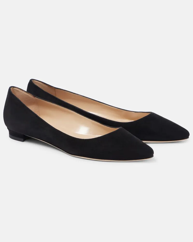 Manolo Blahnik Ballerinas BB aus Veloursleder Schwarz