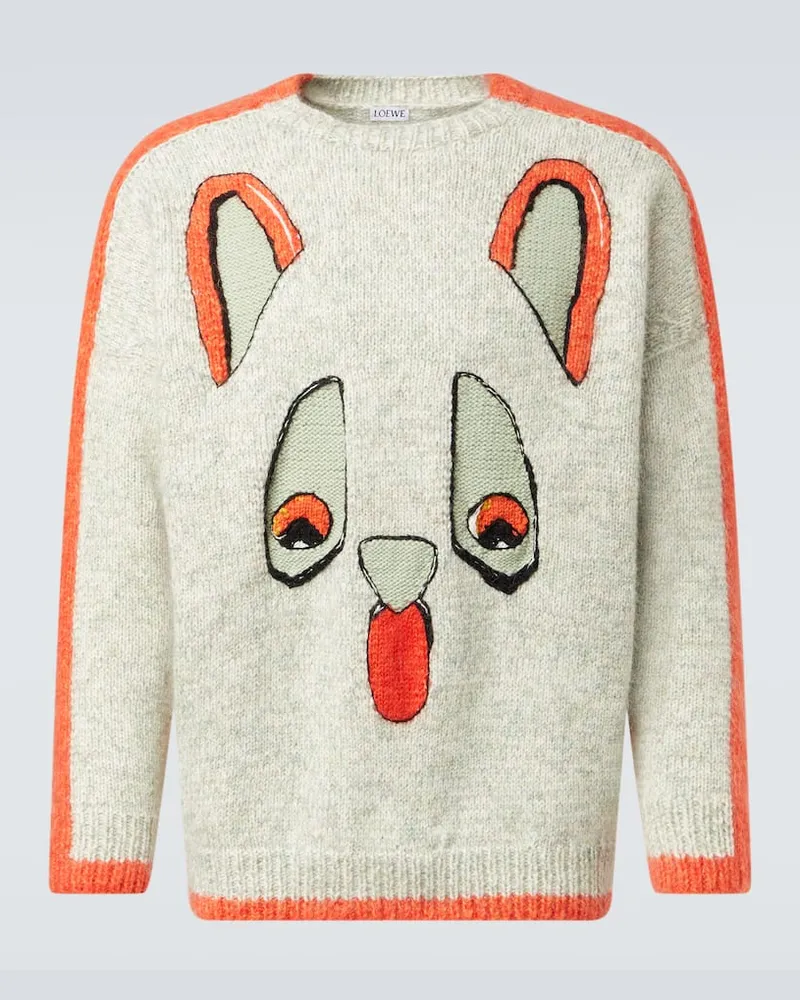Loewe X Louis Wain Pullover aus einem Wollgemisch Weiß