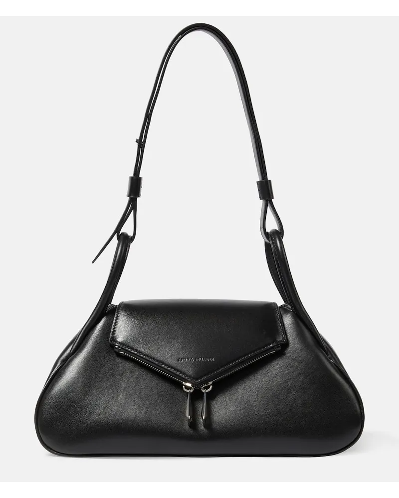 Amina Muaddi Schultertasche Gemini aus Leder Schwarz