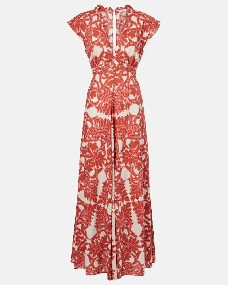 Poupette St Barth Bedrucktes Maxikleid Noreen aus Baumwolle Rot
