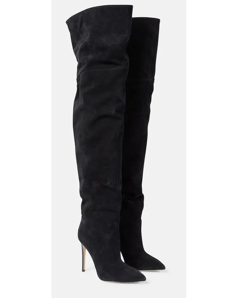 Paris Texas Overknee-Stiefel aus Veloursleder Schwarz