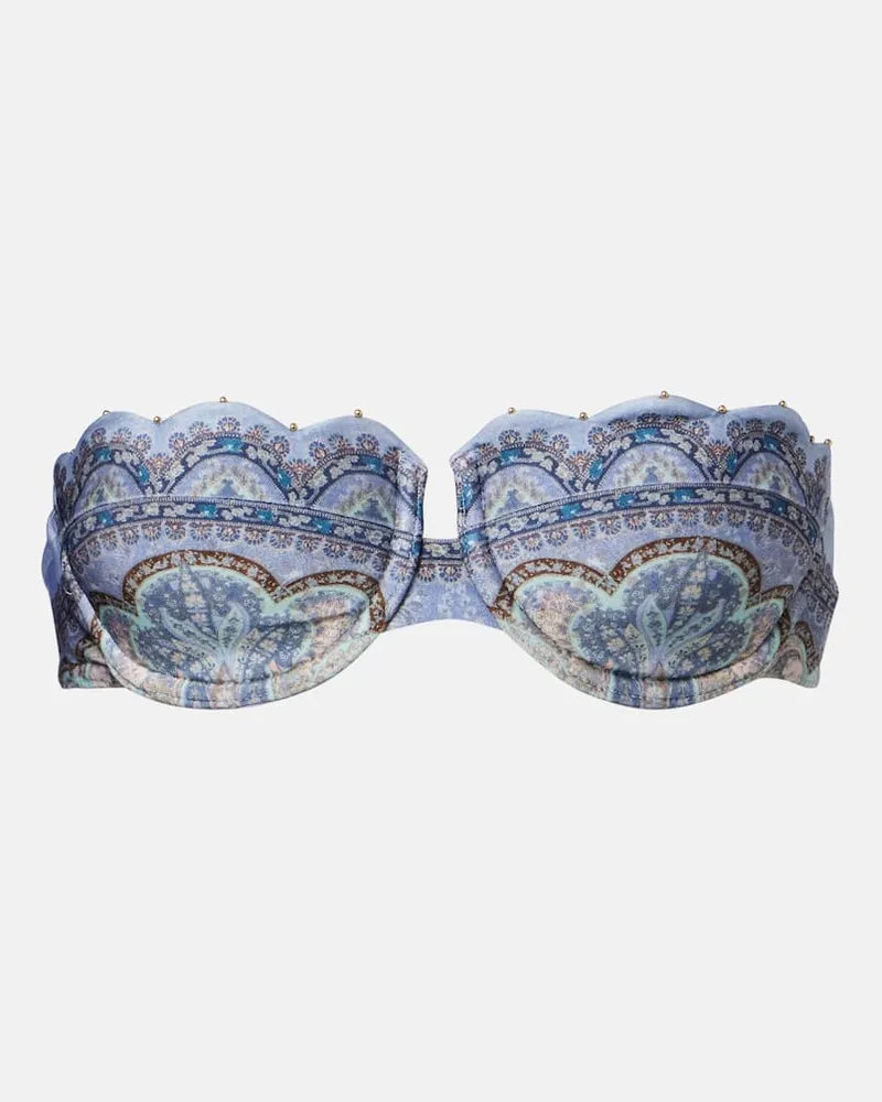 Zimmermann Bedrucktes Bikini-Oberteil Wanderlust Blau