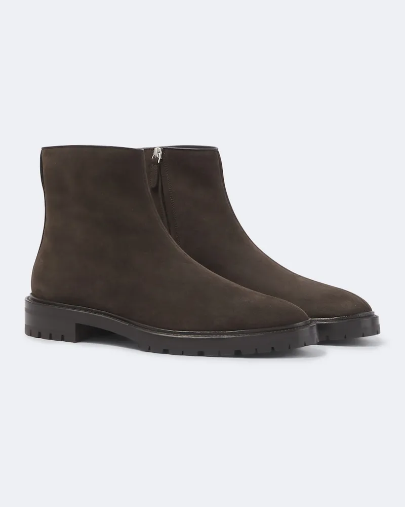 The Row Ankle Boots Moto aus Veloursleder Braun