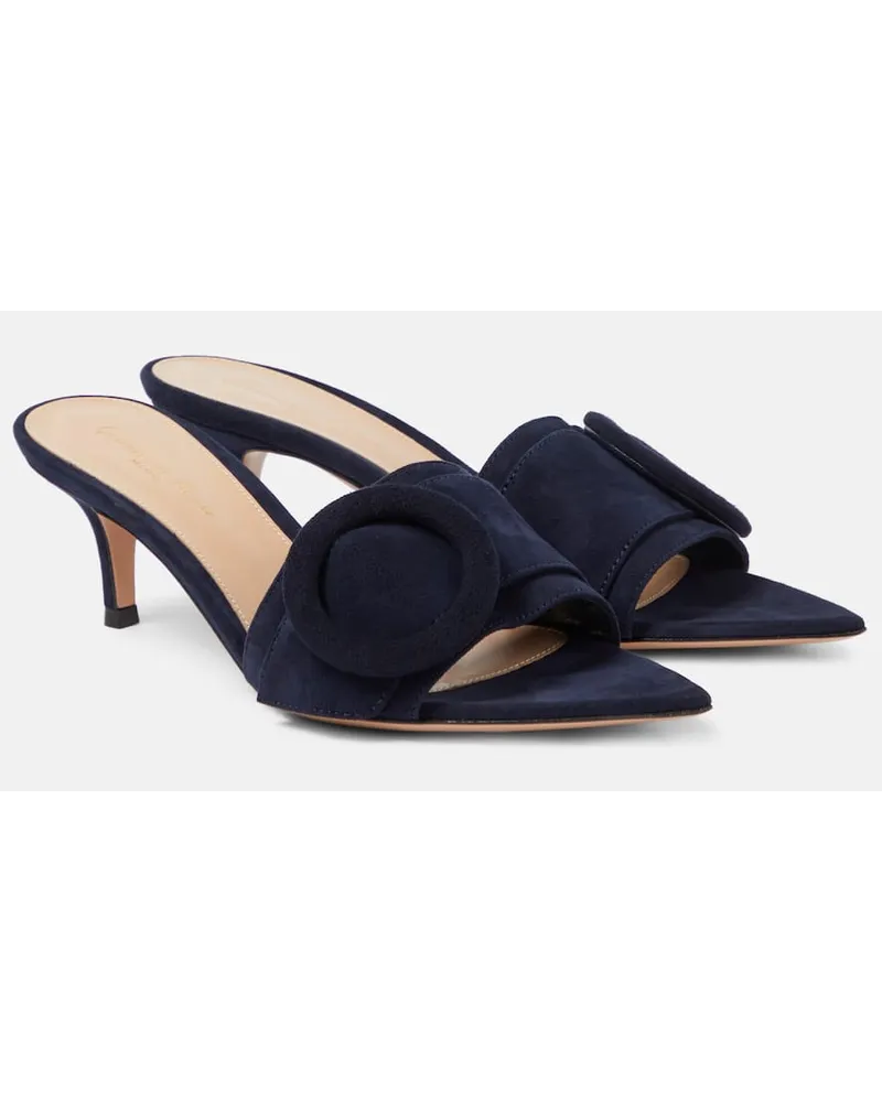 Gianvito Rossi Pantoletten aus Veloursleder Blau