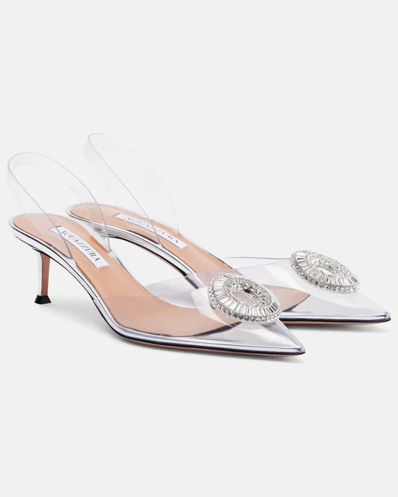 Aquazzura Slingback-Pumps Crystal Hoop 50 Transparent