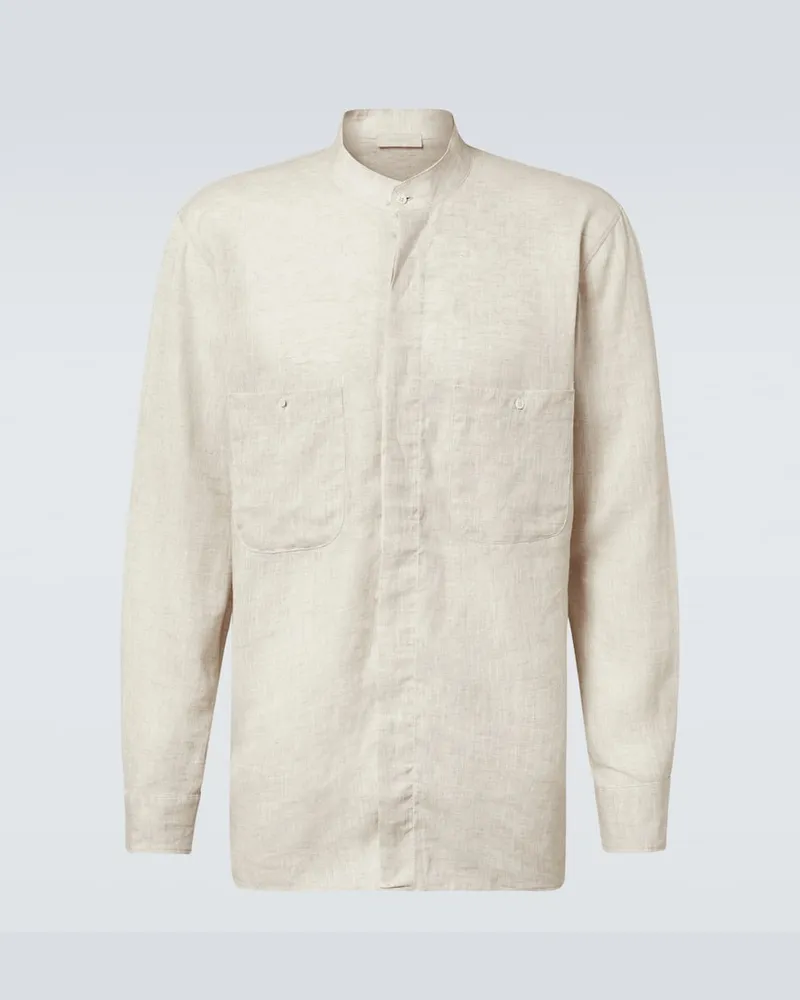 SAMAN AMEL Hemd aus Leinen Beige