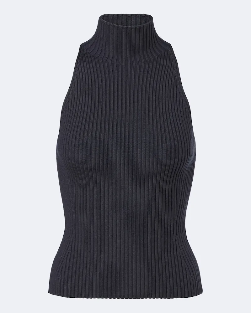 Alaïa Alaïa Geripptes Rollkragentop aus einem Wollgemisch Grau