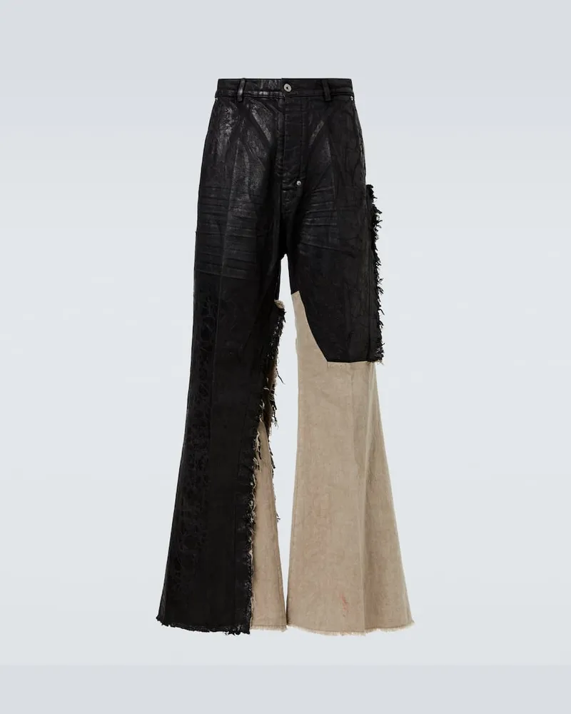 Rick Owens Beschichtete Distressed Wide-Leg Jeans Joris Schwarz