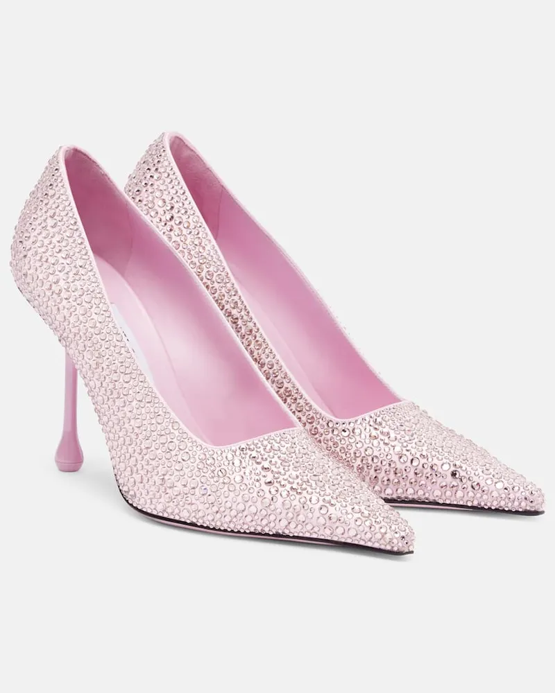 Jimmy Choo Pumps Ixia 95 aus Satin mit Kristallen Rosa